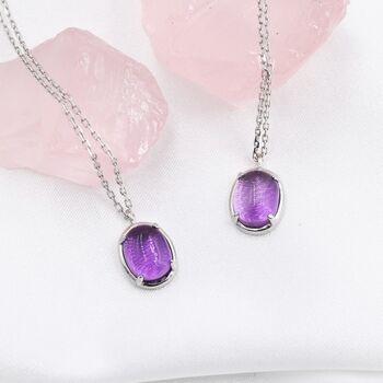 Genuine Amethyst Crystal Oval Necklace, 8 of 12