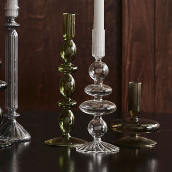 Handmade Clear Glass Candlestick Holder, 2 of 3