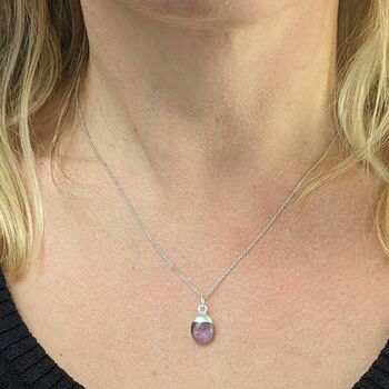 February Birthstone Necklace, Amethyst, Silver Plated, 4 of 8