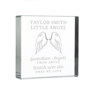 Personalised Guardian Angel Wings Glass Block, 3 of 9