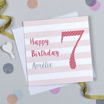 Candy Stripe 7th Birthday Card, 5 of 7