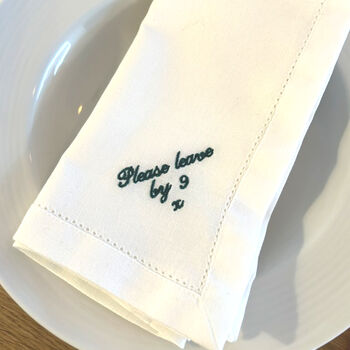 Please Leave By Nine Linen White Napkin, 2 of 4
