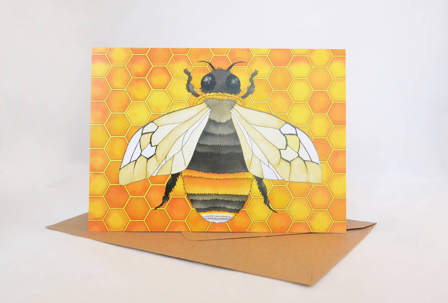 bee greeting card by ceridwen hazelchild design