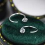 Sterling Silver Cz Open Huggie Hoop Earrings, thumbnail 5 of 9