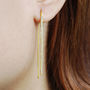 White Topaz Gemstone Rose/Gold Plated Drop Earrings, thumbnail 2 of 5