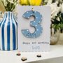 Personalised 3rd Birthday Card Wooden Number Gift, thumbnail 2 of 4