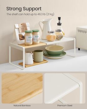 Expandable Spice Rack Cupboard Organiser Shelf, 4 of 6