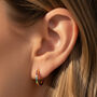 Women's Small Hoop Earrings With Colourful Stones, Rainbow Jewellery In 18k Gold, thumbnail 1 of 4
