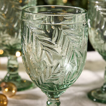 Set Of Four Laurier Green Wine Goblets, 4 of 5