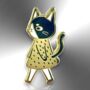 Walking Black And Gold Cat Small Hard Enamel Pin, thumbnail 3 of 8