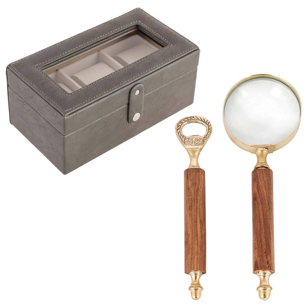 Engraved Watch Box, Magnifying Glass And Bottle Opener By Dibor