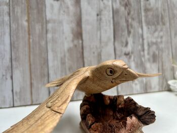 Hand Carved Wooden Soaring Eagle Sculpture Ornament, 6 of 12