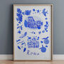 Scenes Of Rome, Italy Blue Tile Inspired Travel Print, thumbnail 1 of 12