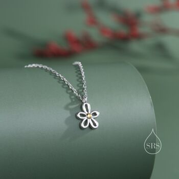 Tiny Forget Me Not Flower Blossom Pendant Necklace, 6 of 12