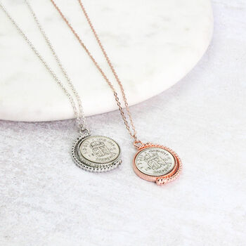 80th Birthday 1944 Lucky Sixpence Spinner Necklace, 5 of 10