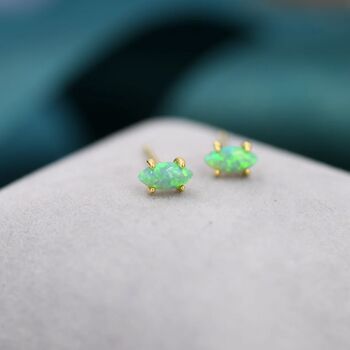 Tiny Mint Green Opal Marquise Stud Earrings, 8 of 12