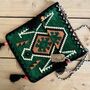 Handmade Emerald Green Turkish Kilim Shoulder Bag Boho, thumbnail 1 of 5