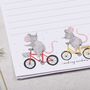 A5 Personalised Letter Writing Paper Cycling Mice, thumbnail 2 of 4