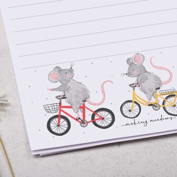 A5 Personalised Letter Writing Paper Cycling Mice, 2 of 4