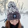 Slate Flora Nordic Knit Reflective Superbobble Hat, thumbnail 1 of 5