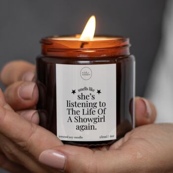 Taylor Swift Gift, Listening To Life Of A Showgirl Again Candle With Matches, 3 of 12