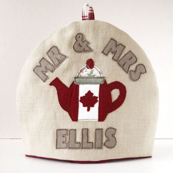 Personalised Canadian Flag Tea Pot Cosy Gift, 7 of 9