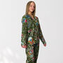Green Floral 100% Cotton Ladies Pyjamas, thumbnail 3 of 8