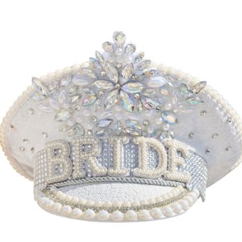 Rhinestone And Pearl Embellished Bride Hen Party Hat, 4 of 4