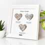 Three Personalised Heart Maps Framed Print, thumbnail 1 of 12