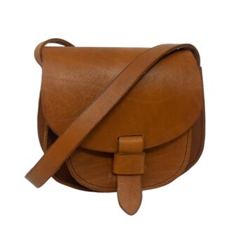 Crossbody Light Brown Caramel Tan Loop Closure Leather Saddle Bag Maya, 2 of 5