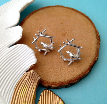 Sterling Silver Robin Nest Earrings, 7 of 11