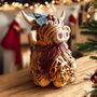 Handmade Winter Highland Cow Large Sculpture Ornament, thumbnail 4 of 4