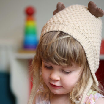 Corn Stitch Knit Reindeer Hat For Baby And Toddler, 4 of 11