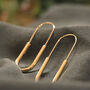 Hoop Earrings Safety Pin 18ct Gold 40x15mm, thumbnail 1 of 4