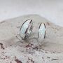 Opal Crescent Hoop Earrings, Silver, thumbnail 1 of 6