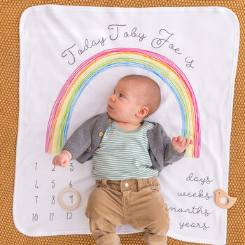 Personalised Rainbow Baby Milestone Blanket, 3 of 9