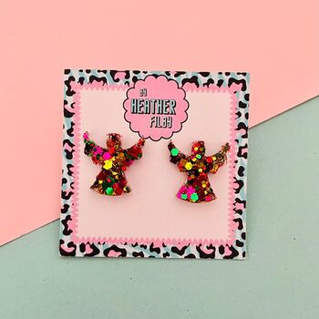 Christmas Angel Glitter Studs *More Colours Available*, 3 of 4