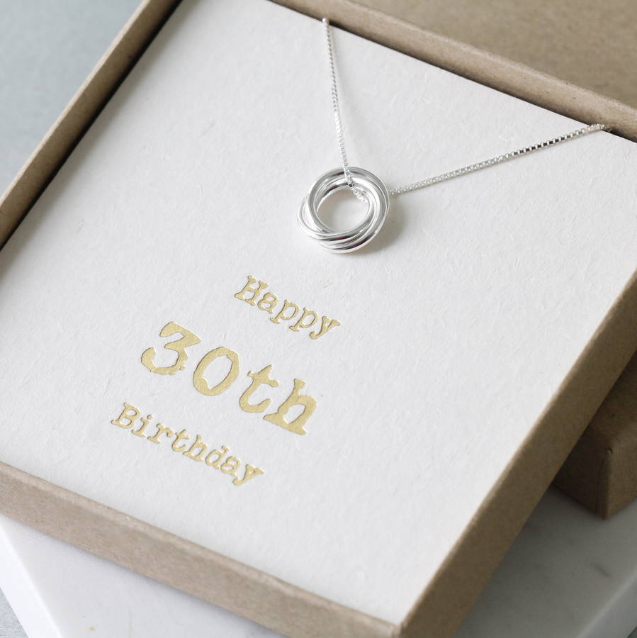 sterling silver happy 30th birthday necklace by attic ...