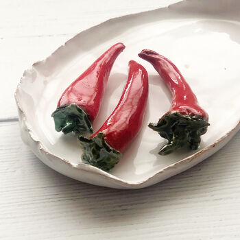 Gifts For Foodies: Handmade Ceramic Chillies Dish, 6 of 7