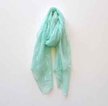 Mint Green Feather Scarf With Personalisation, 4 of 12