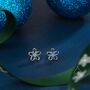 Sterling Silver Tiny Blue Opal Flower Stud Earrings, thumbnail 2 of 11