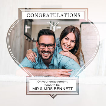 Congratulations Personalised Rock Photo Slate Couples Engagement Gift, 3 of 6