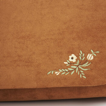 Tan Floral Embroidered Shoulder Bag, 6 of 11