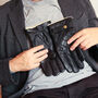 Men's Quilted Leather Gloves With Strap Detail, thumbnail 5 of 12