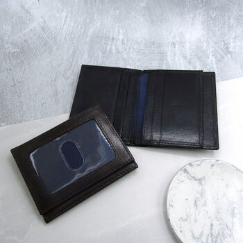 Personalised Men's Rfid Leather Trifold Card Holder, 2 of 6