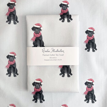Black Labrador Christmas Tea Towel, 4 of 4