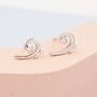 Bass Clef Music Note Stud Earrings In Sterling Silver, thumbnail 3 of 11