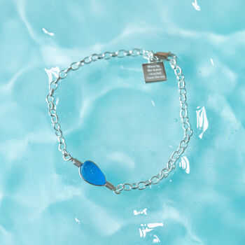Cornish Sea Glass Bracelet Blue, 2 of 7