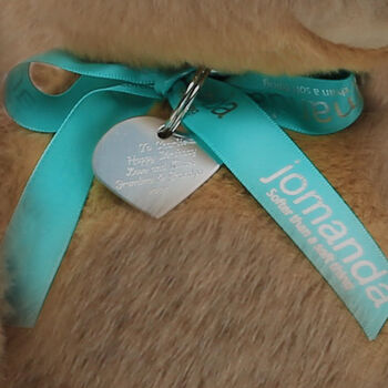 Brown Bunny Door Stop With Engraved Heart Keyring, 2 of 6