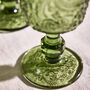 Lugo Paisley Embossed Green Wine Glass, thumbnail 3 of 4